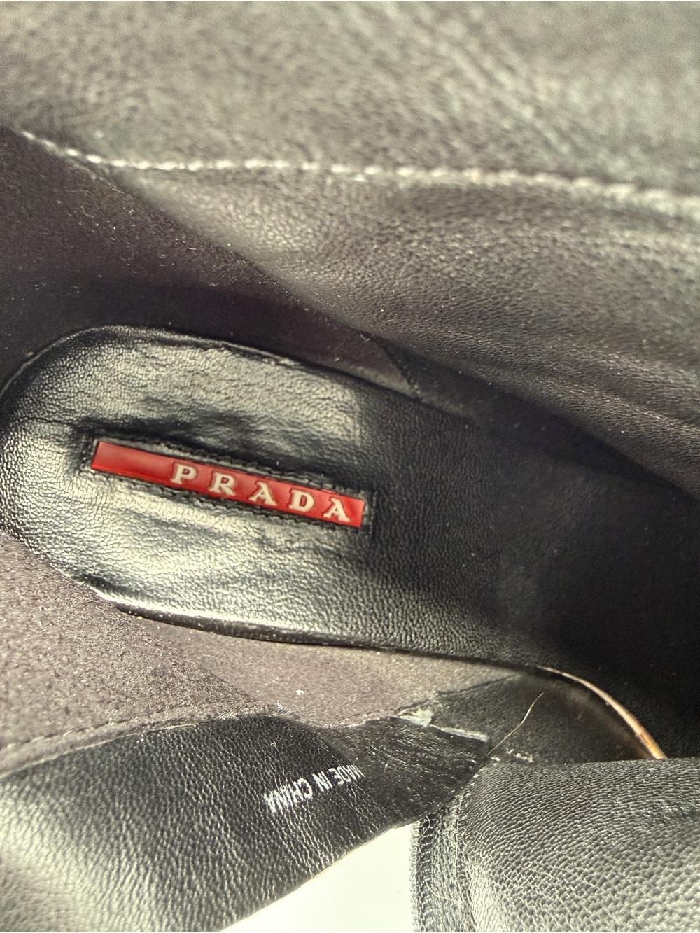 *Authentic* Prada Sport Black Leather Wedge Boots Knee High Quiet Luxury 39 - Picture 7 of 16